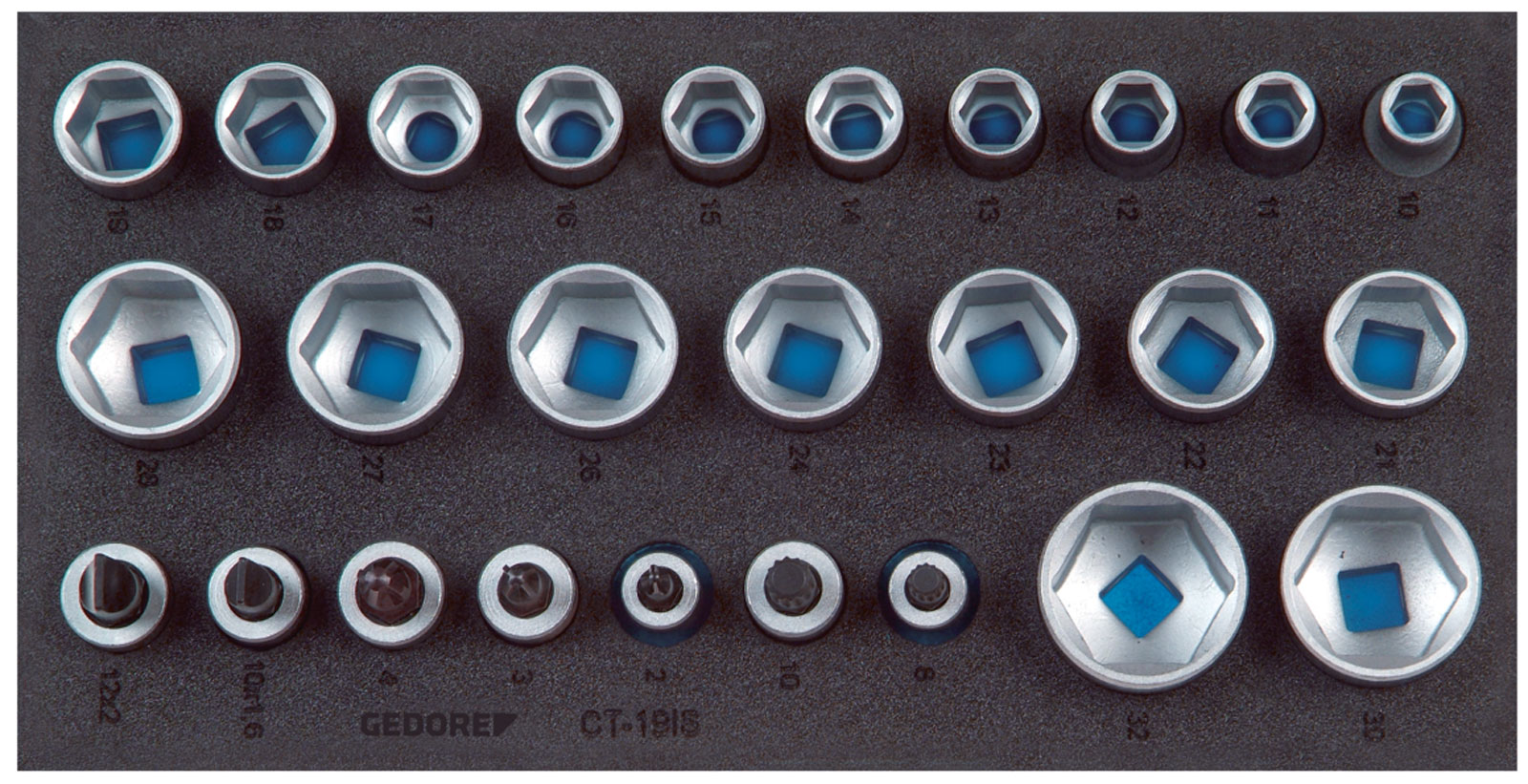 1500 CT1-19 IS Satz Steckschlüsseleinsätze 1/2" in 1/3 Check-Tool-Modul
