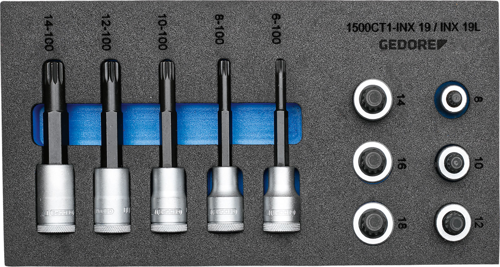 1500 CT1-INX 19 LK Satz Schraubendrehereinsätze 1/2" in 1/3 Check-Tool-Modul