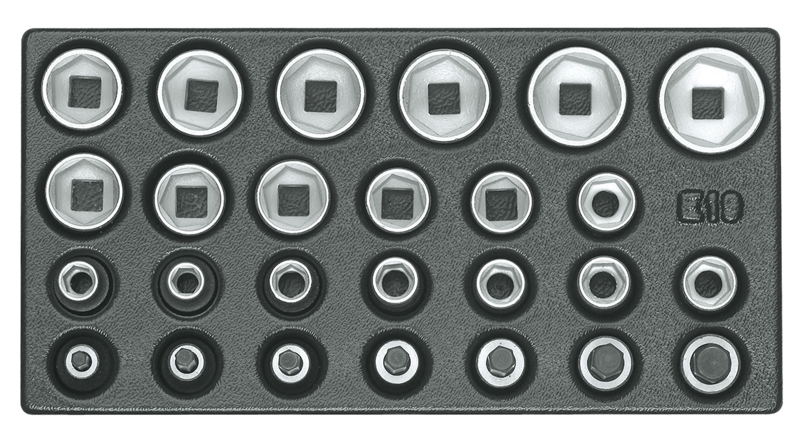 1500 ES-19 Satz Steckschlüsseleinsätze 1/2", 6-kant in 1/3 ES-Modul