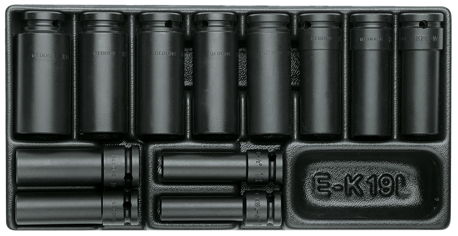 1500 ES-K 19 L Satz Kraftschraubereinsätze 1/2" in 1/3 ES-Modul