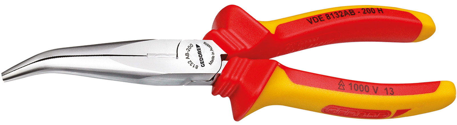 VDE 8132 AB H VDE-Flachrundzange mit Hüllenisolierung, gewinkelt