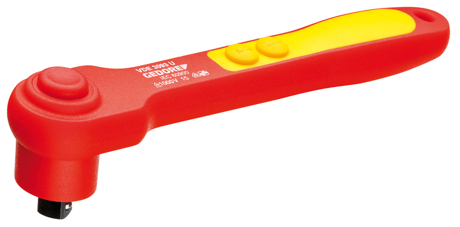 VDE 3093 U VDE-Umschaltknarre 3/8" mit Druckknopfauslösung
