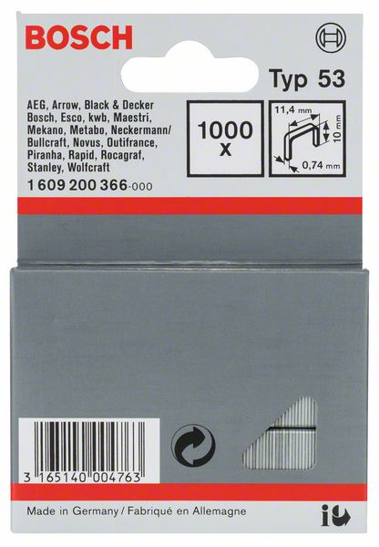 Bild von Feindrahtklammer Typ 53, 11,4 x 0,74 x 10 mm, 1000er-Pack