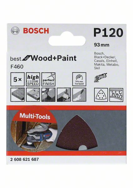 Picture of Schleifblatt F460 Best for Wood and Paint, 93 mm, 180, 5er-Pack