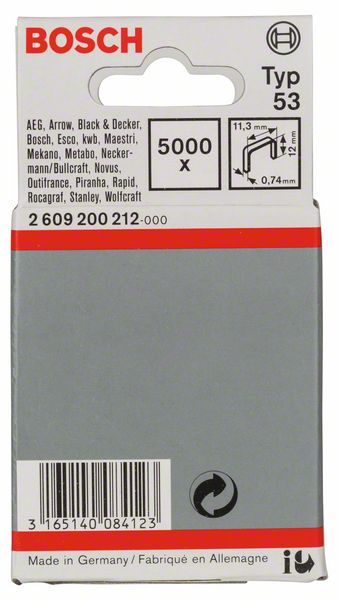 Bild von Feindrahtklammer Typ 53, 11,4 x 0,74 x 12 mm, 5000er-Pack