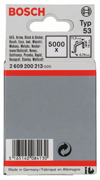 Bild von Feindrahtklammer Typ 53, 11,4 x 0,74 x 14 mm, 5000er-Pack