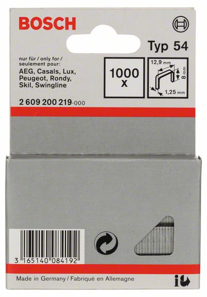 Picture of Flachdrahtklammer Typ 54, 12,9 x 1,25 x 8 mm, 1000er-Pack