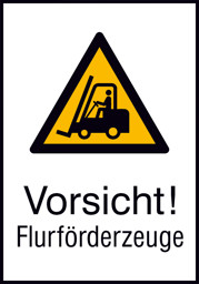 Picture of Warnschild Aluminium B262xH371 mm Vorsicht Flurförderzeuge