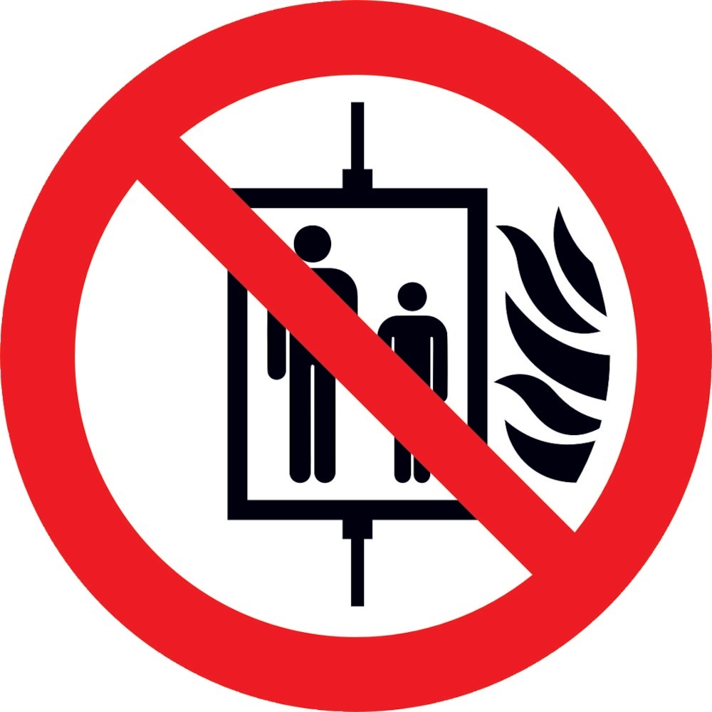 Image de Verbotsschild Folie D100 mm Aufzug im Brandfall nicht benutzen