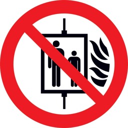 Bild von Verbotsschild Folie D100 mm Aufzug im Brandfall nicht benutzen