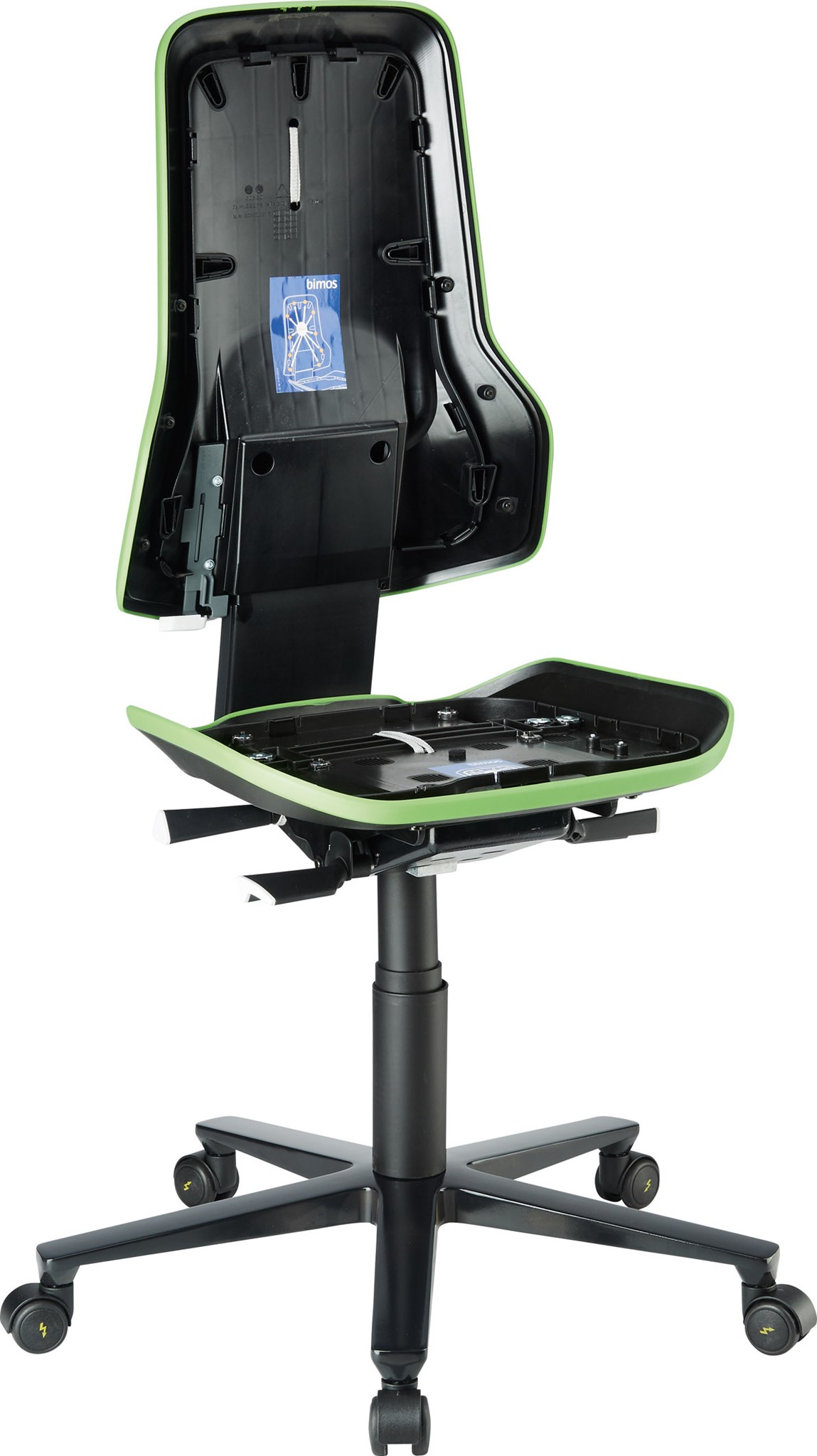 Picture of Bimos Arbeitsstuhl ESD Neon 2, grün Sitzhöhe 450-620 mm mit Rollen, ohne Polster