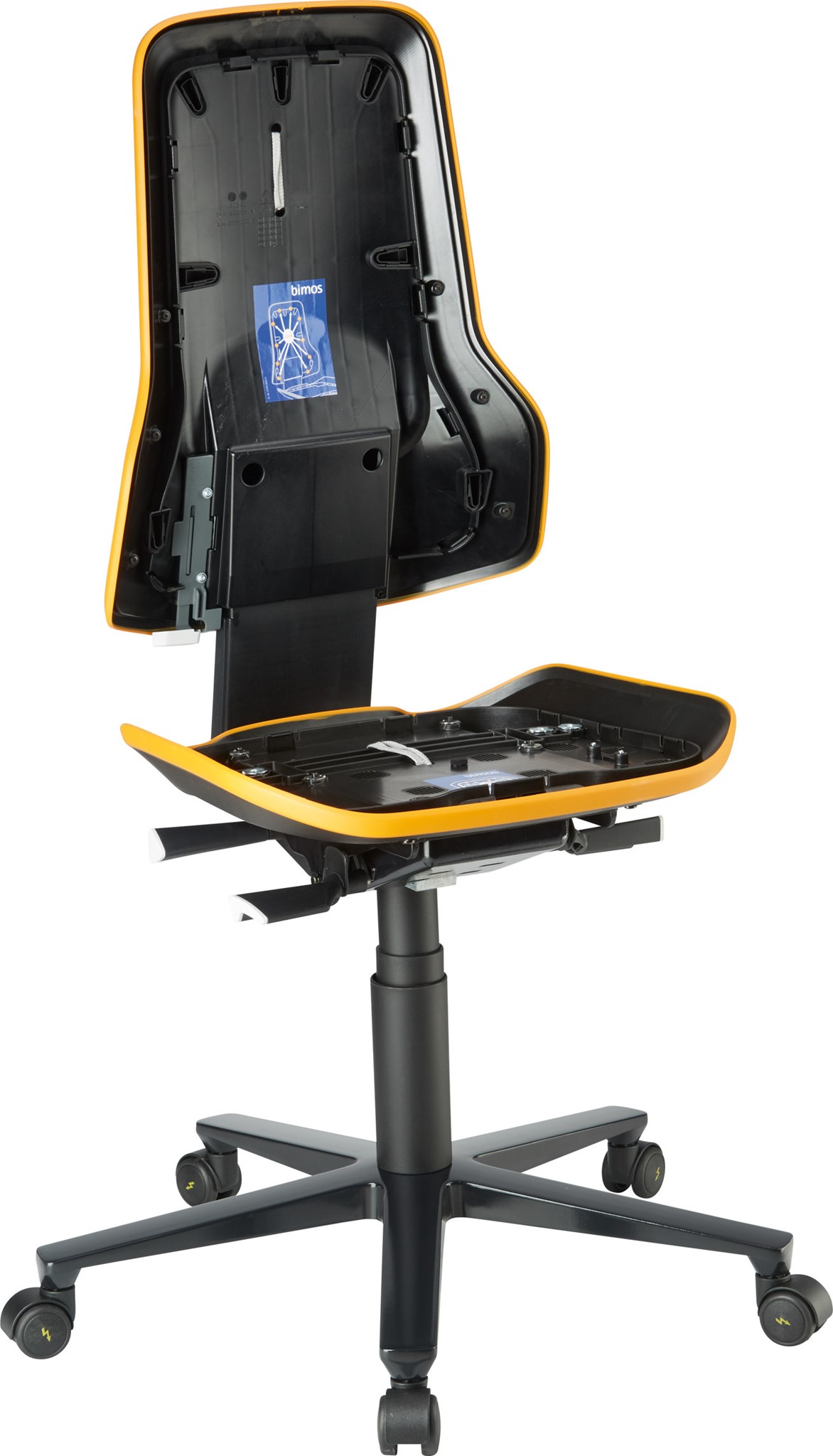 Image de Bimos Arbeitsstuhl ESD Neon 2, orange Sitzhöhe 450-620 mm mit Rollen, ohne Polster