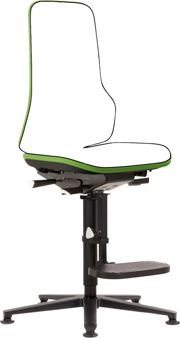 Image de Bimos Arbeitsstuhl grün, ohne Polster Sitzhöhe 450-620 mm mit Rollen