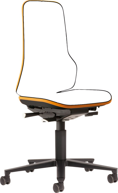 Image de Bimos Arbeitsstuhl Neon orange,ohne Polster Sitzhöhe 450-620 mm mit Rollen