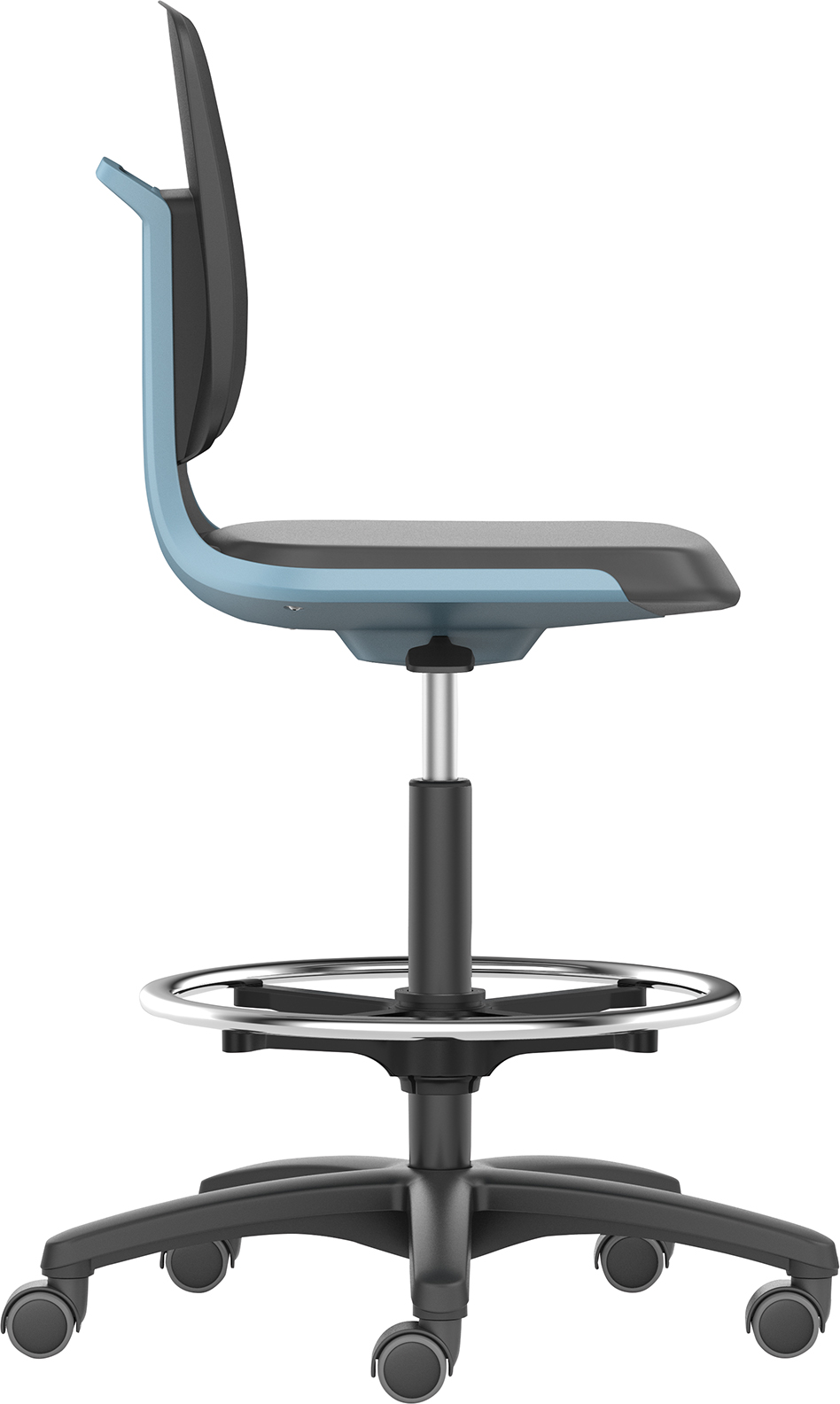 Bild von Bimos Arbeitsstuhl Labsit 4, K-Leder blau Sitzhöhe 560-810 mm