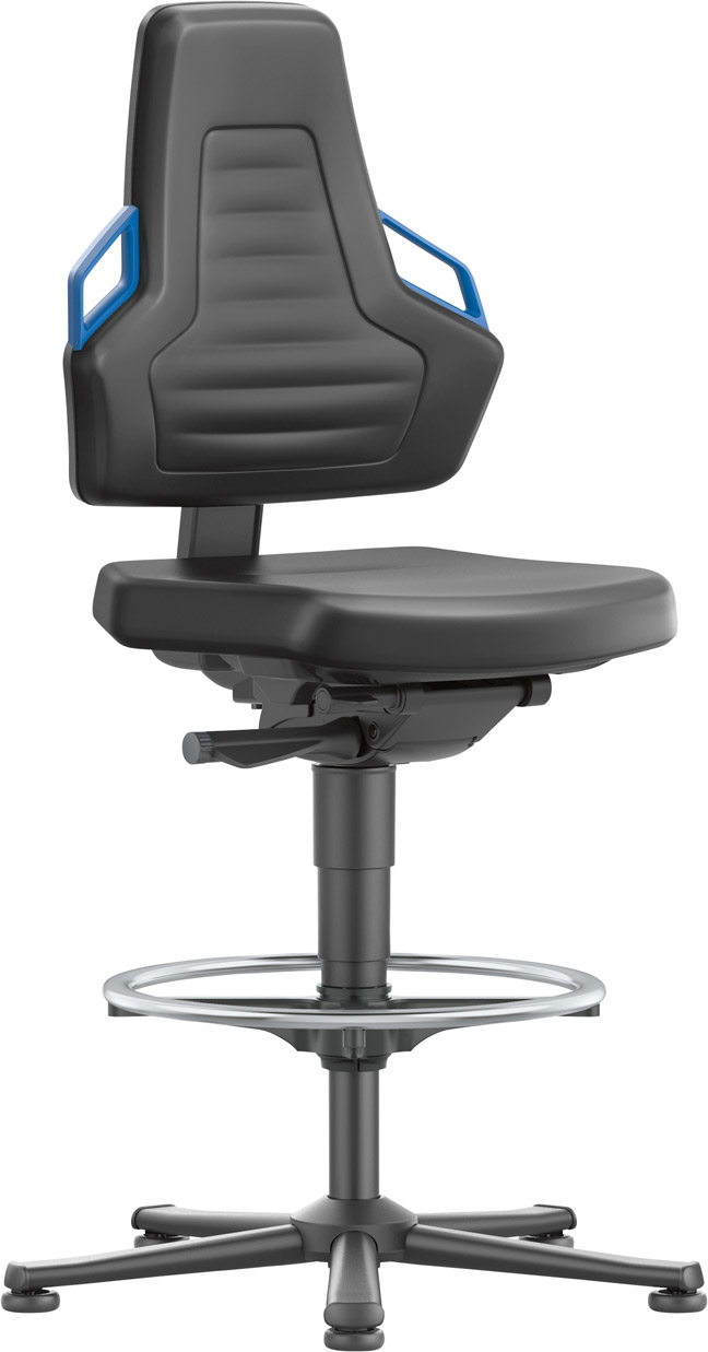 Image de Bimos Arbeitsstuhl Nexxit 3 Griff blau Sitzhöhe 570-820 mm Kst. schwarz,Fußring