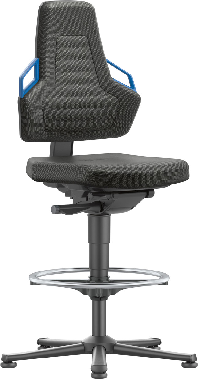Image de Bimos Arbeitsstuhl Nexxit 3 Griff blau Sitzhöhe 570-820 mm Stoff schwarz,Fußring