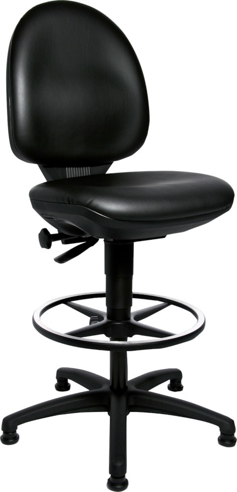 Image de Arbeitsstuhl TEC 50 Sitz Kunstleder schwarz Sitzhöhe 590-840 mm mit Gleiter /Fußring