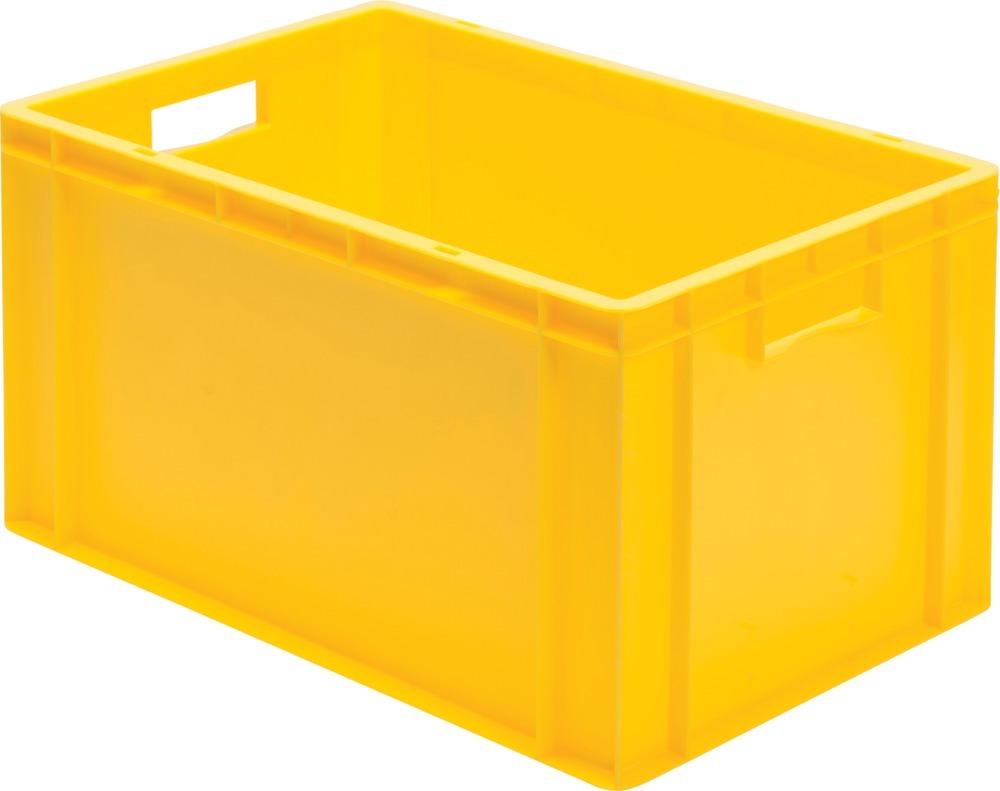 Bild von Transport-Stapelkasten B600xT400xH320 mm gelb, geschlossen mit Griffloch