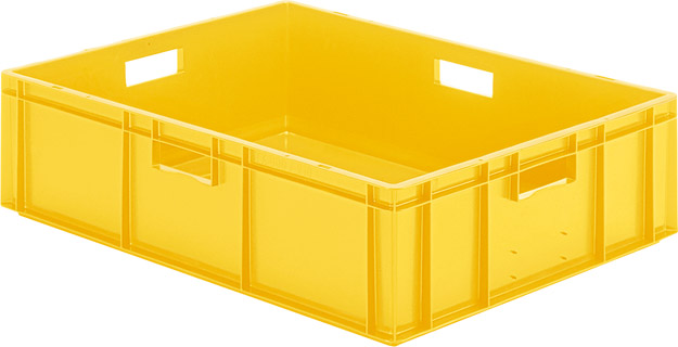 Image de Transport-Stapelkasten B800xT600xH210 mm gelb, geschlossen mit Griffloch