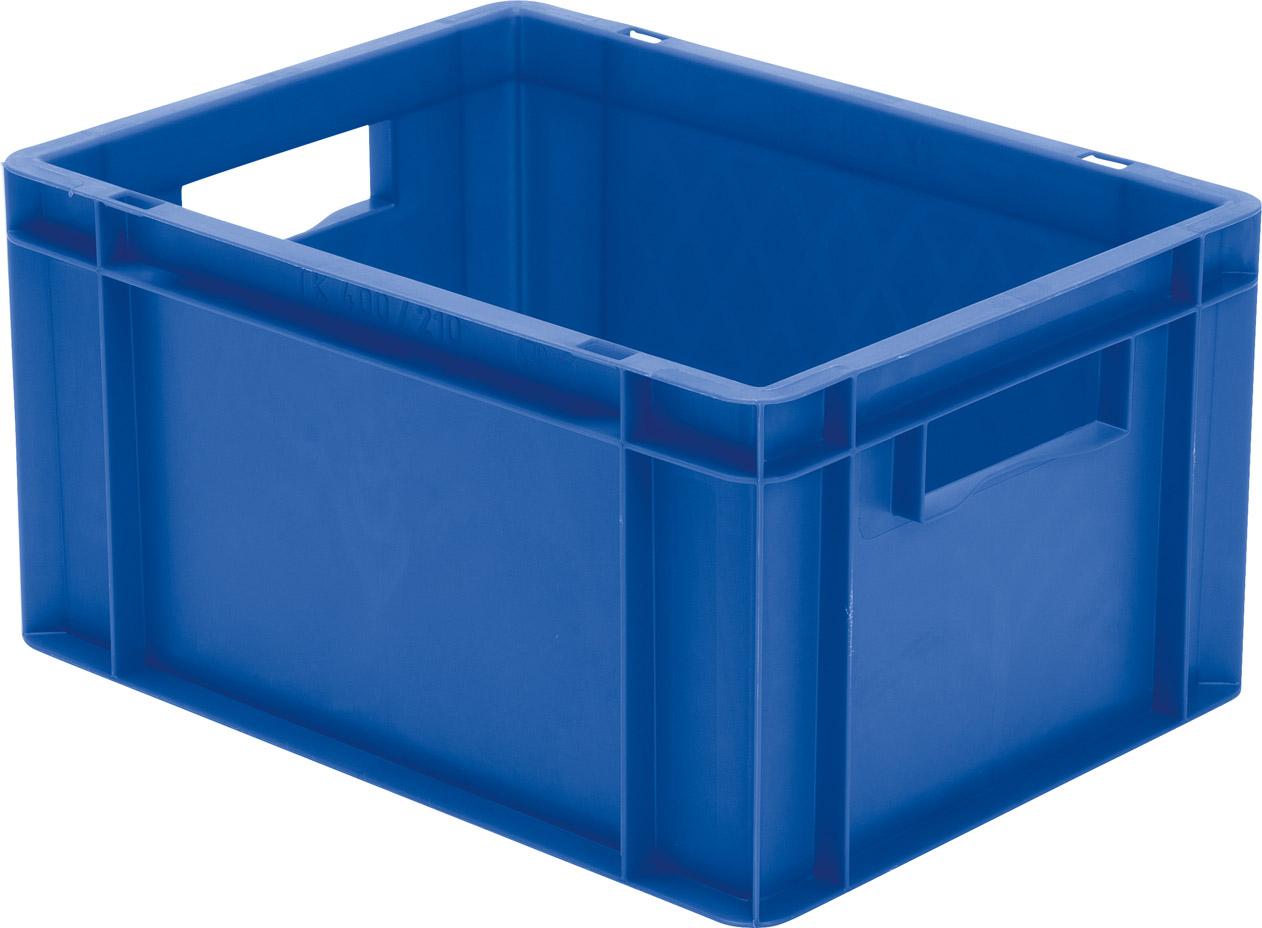Image de Transport-Stapelkasten B400xT300xH210 mm blau, geschlossen mit Griffloch