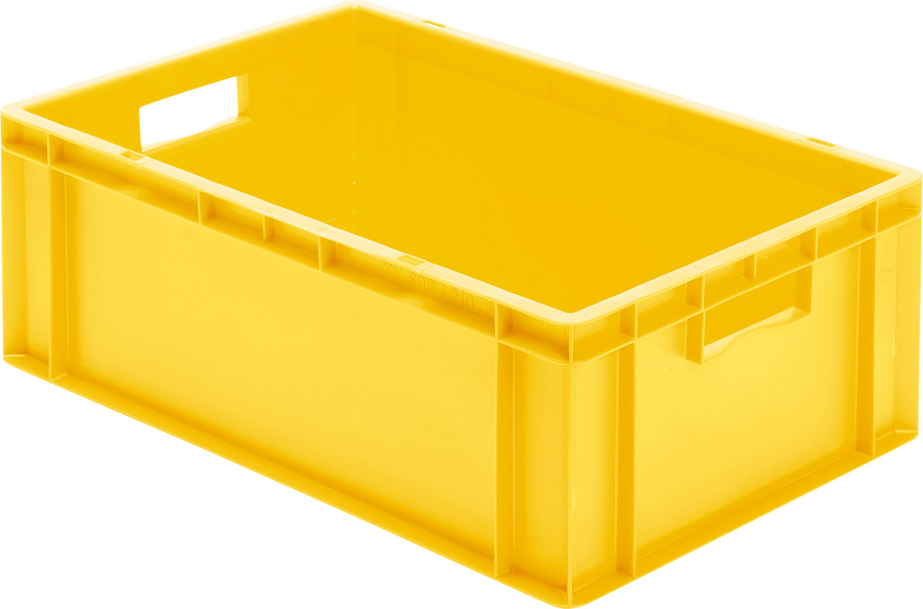 Bild von Transport-Stapelkasten B600xT400xH210 mm gelb, geschlossen mit Griffloch
