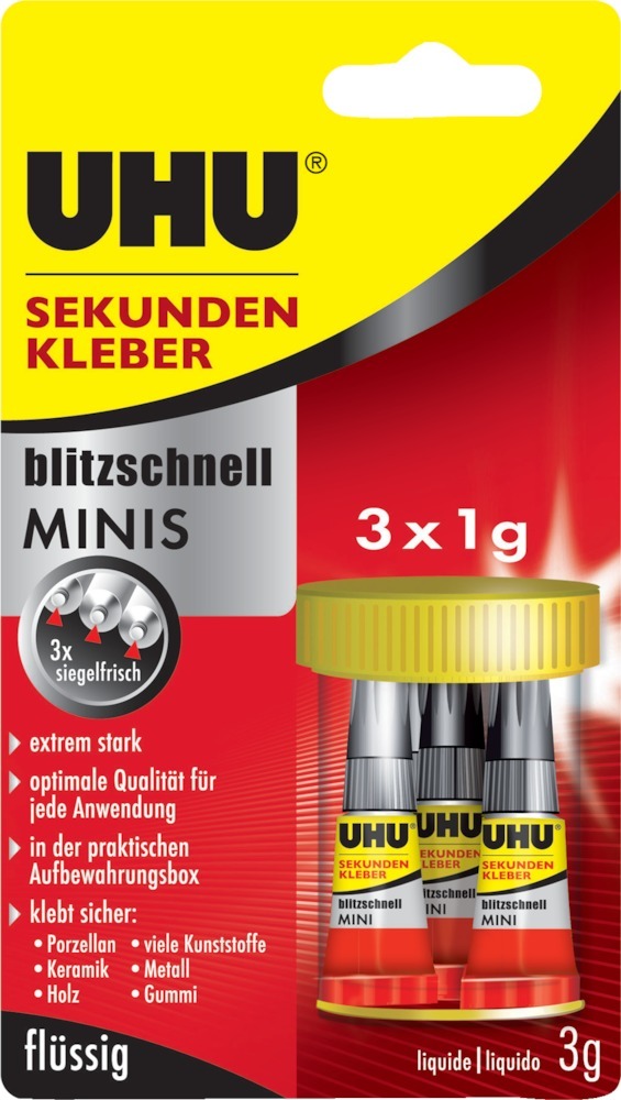 Picture for category UHU® SEKUNDENKLEBER blitzschnell MINIS 3x1 g flüssig