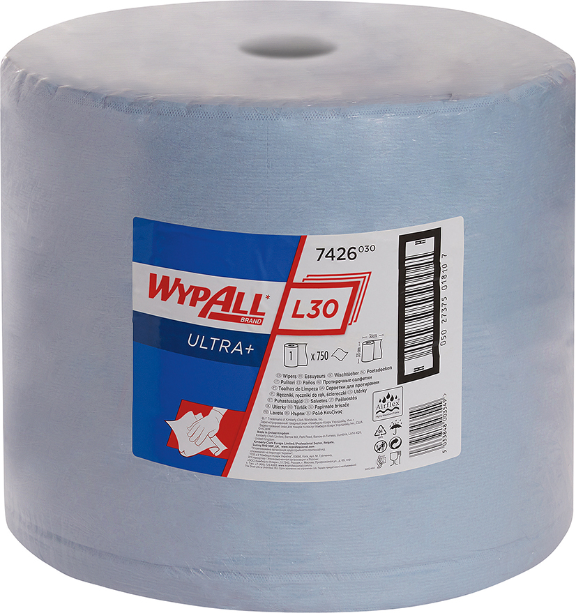 Picture of WYPALL L30 Wischtücher 33x38cm blau 750 Blatt