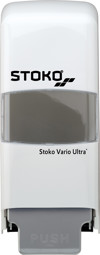 Bild von Stoko Vario Ultra® weiß Kunststoffwandspender für 1 u. 2 l SoftflaschenSpendersysteme (V) u. (A)