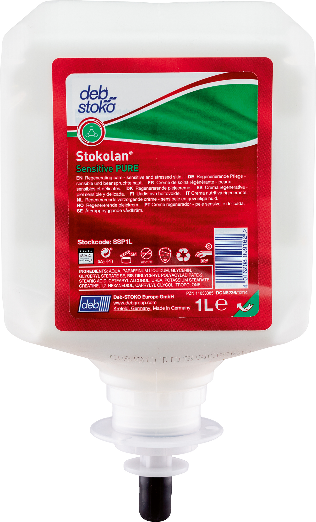 Image de Stokolan® Sensitive PURE Hautpflegecreme 1 l Kartusche empfindliche Haut