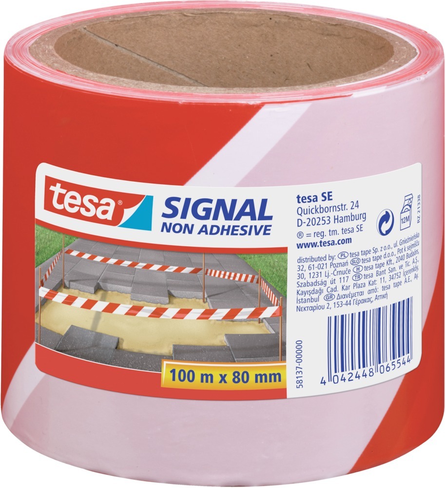 Picture of tesa Absperrband 100m:80mm, rot/weiss