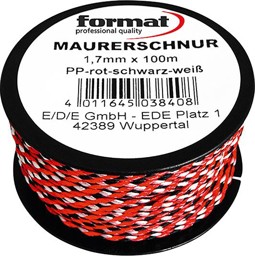 Bild von Maurerschnur - PP, rot-schwarz-weiß, 50m, Durchm.: 1,7mm FORMAT