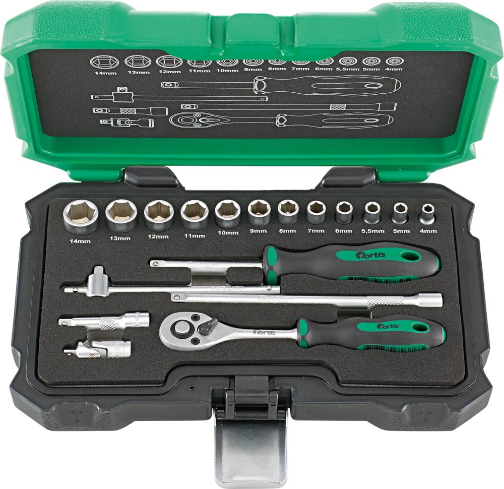 Steckschlüssel-Garnitur 1/4", 18-teilig