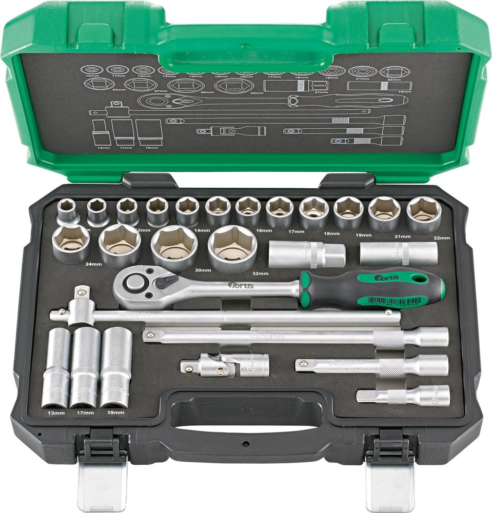 Steckschlüssel-Garnitur 1/2", 27-teilig