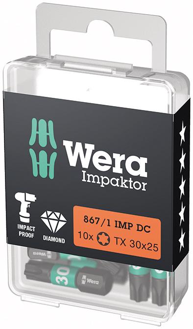 Image de Bit Impaktor 1/4" DIN 3126 C6,3 T30x25mm 10er Pack Wera