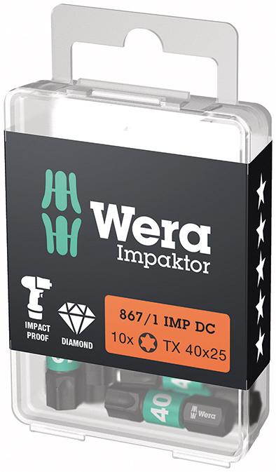 Image de Bit Impaktor 1/4" DIN 3126 C6,3 T40x25mm 10er Pack Wera