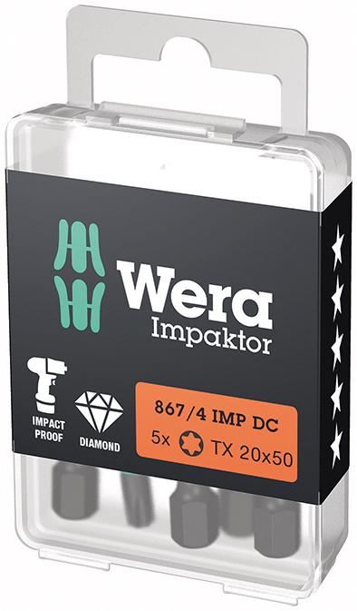 Image de Bit Impaktor 1/4" DIN 3126 E6,3 T20x50mm 5er Pack Wera