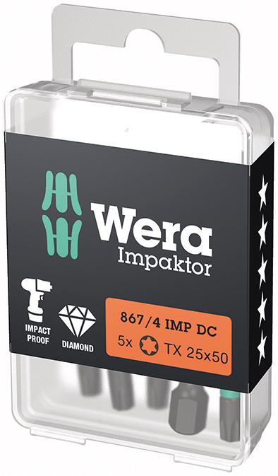 Image de Bit Impaktor 1/4" DIN 3126 E6,3 T25x50mm 5er Pack Wera