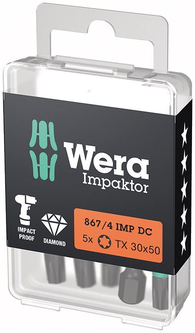 Image de Bit Impaktor 1/4" DIN 3126 E6,3 T30x50mm 5er Pack Wera