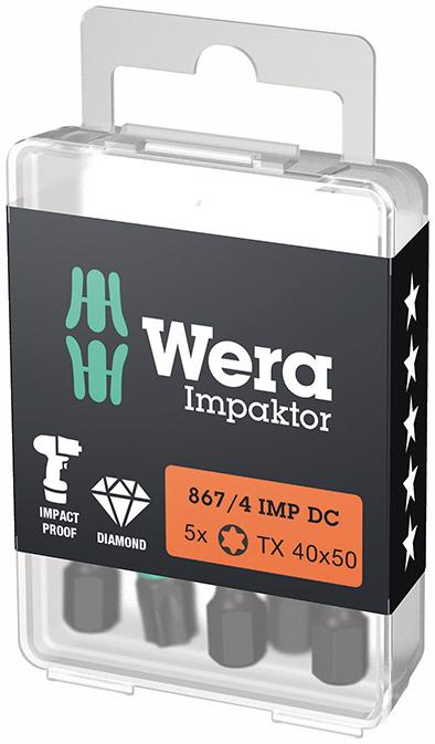 Image de Bit Impaktor 1/4" DIN 3126 E6,3 T40x50mm 5er Pack Wera