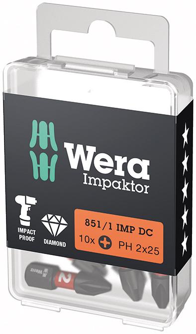 Image de Bit Impaktor 1/4" DIN 3126 C6,3 PH2x25mm 10er Pack Wera