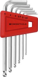 Bild von Winkelschraubendreher- Satz im Kunststoffhalter 6-teilig 1,5-5mm Kugelkopf PB Swiss Tools
