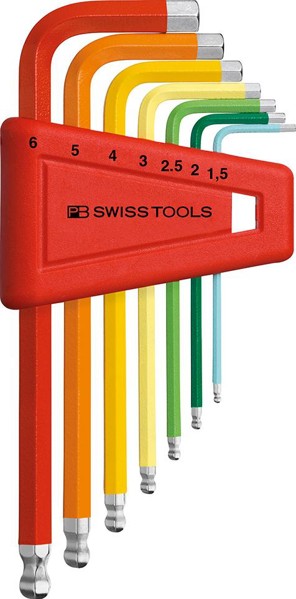 Image de Winkelschraubendreher- Satz im Kunststoffhalter 7-teilig 1,5-8mm Rainbow Kugelkopf PB Swiss Tools