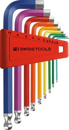 Image de Winkelschraubendreher- Satz im Kunststoffhalter 9-teilig 1,5-10mm RainbowKugelkopf PB Swiss Tools