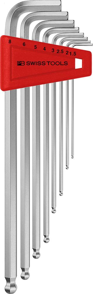Image de Winkelschraubendreher- Satz im Kunststoffhalter 8-teilig 1,5-8mm lang Kugelkopf PB Swiss Tools