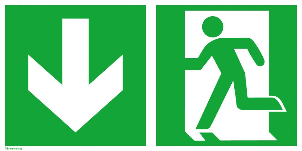 Rettungsschild, Notausgang links abwärts