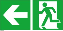 Bild für Kategorie Rettungsschild, Notausgang links mit Richtungspfei