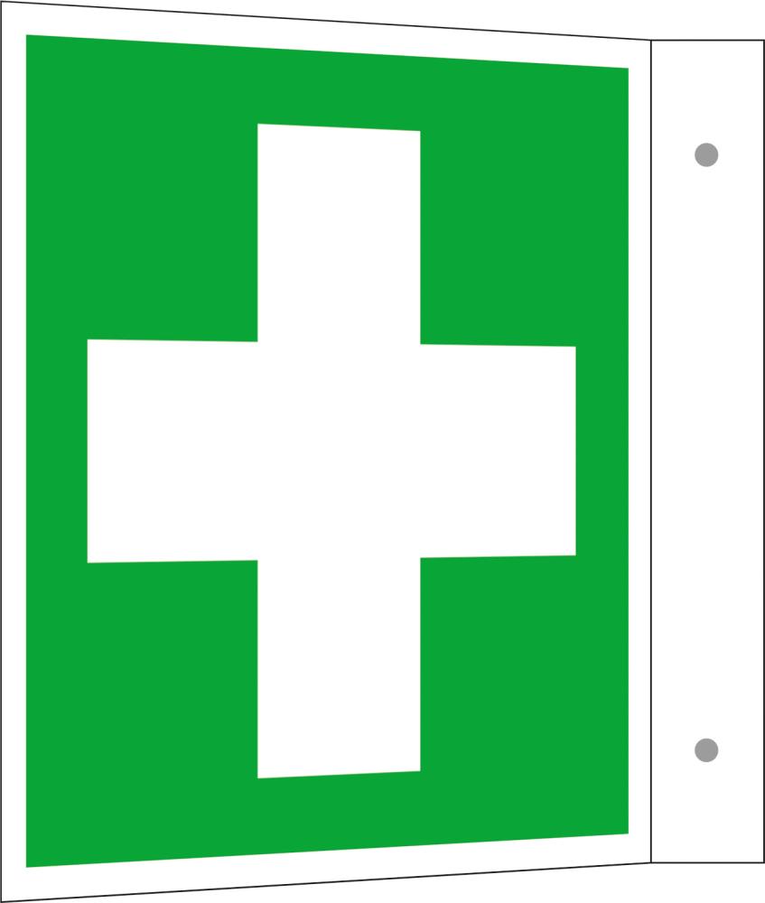 Rettungsschild, Erste Hilfe, Fahnenschild