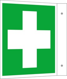 Bild für Kategorie Rettungsschild, Erste Hilfe, Fahnenschild