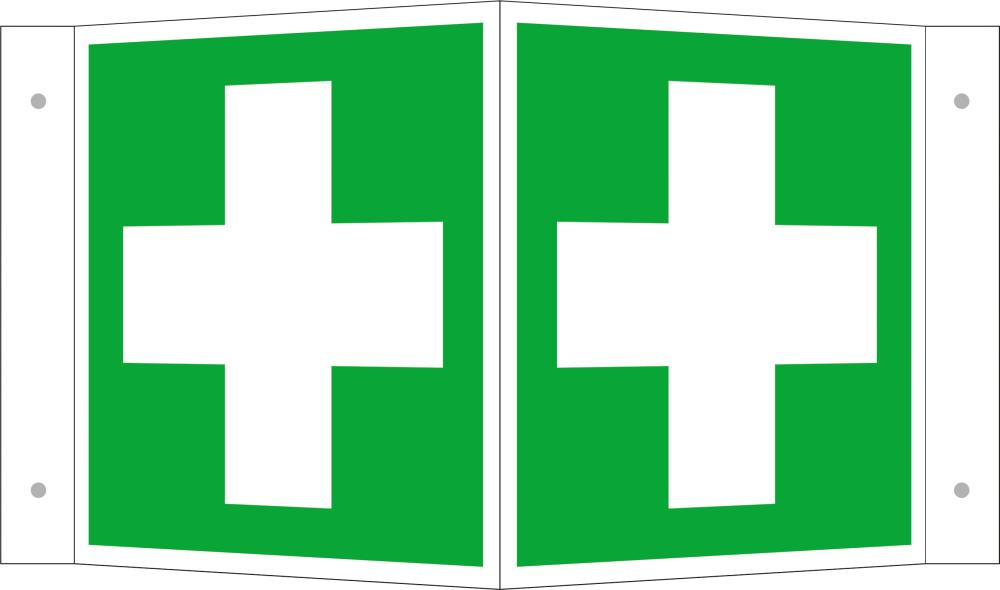 Rettungsschild, Erste Hilfe, Winkelschild